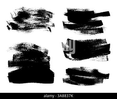 Auffällige Pinselkollektion. Schwarz Dick Hand Zeichnet Unterstrichene Striche. Große Handgemalte Grunge-Pinselstriche Stock Vektor