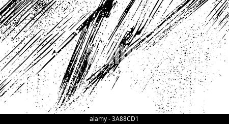 Grunge Hintergrund mit zerkratzter Papierstruktur. Veraltetes Schwarz-weiß-Überzug mit Rissen, Schmutz und Vintage-Elementen für urbanes Retro-Design Stock Vektor