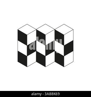 Geometrisches Muster des Schachbretts. Schwarz-weiße Würfel. Minimales Vektordesign. Stilvolles abstraktes Layout. Stock Vektor