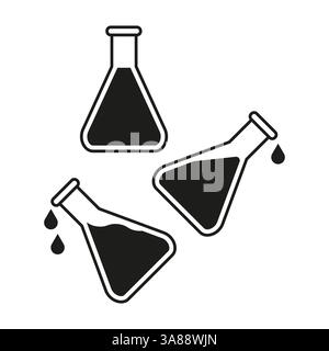 Symbol für Chemikalienkolben. Wissenschaftlicher Laborbecher. Symbol für giftige Flüssigkeiten. Vektordesign experimentieren. Stock Vektor