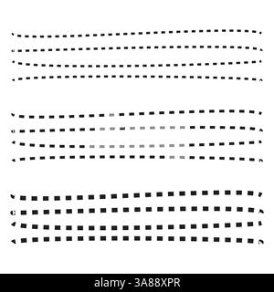 Gepunktete Linienmuster. Schwarze wellenförmige Formen. Minimale Designelemente. Nahtlose Vektorlinien. Stock Vektor