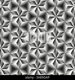 Geometrische Metallic-Textur. Abstraktes futuristisches Muster. Dreidimensionale Fläche. Vektorabbildung. Stock Vektor