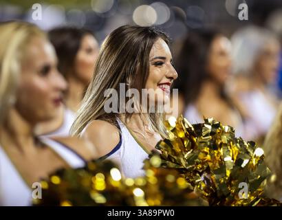 30. September 2017: Die Tänzer der FIU Dazzlers treten während des NCAA Football-Spiels zwischen den Charlotte 49ers und den FIU Panthers im Riccardo Silva Stadium in Miami auf. Die FIU Panthers gewannen mit 30:29. Mario Houben/CSM(Kreditbild: &Copy; Mario Houben/CSM via ZUMA Wire) Stockfoto
