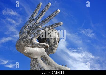 Nevada USA 6. September 2021 Porträt der wunderschönen Bliss Dance Statue auf dem berühmten Toshiba Plaza in Las Vegas Stockfoto
