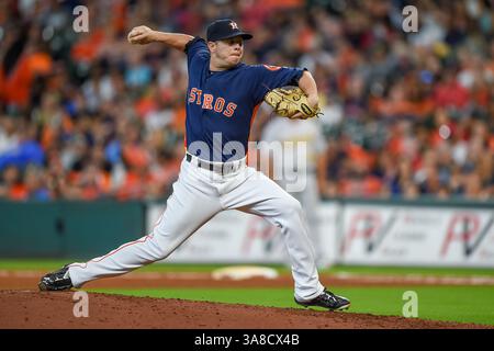 20. August 2017: Houston Astros startete den Pitcher Brad Peacock (41) während eines Major League Baseballspiels zwischen den Oakland Athletics und den Houston Astros im Minute Maid Park in Houston, Texas. Chris Brown/CSM(Kreditbild: &Copy; Chris Brown/CSM via ZUMA Wire) Stockfoto