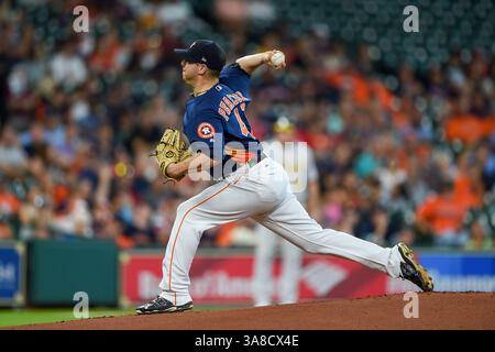 20. August 2017: Houston Astros startete den Pitcher Brad Peacock (41) während eines Major League Baseballspiels zwischen den Oakland Athletics und den Houston Astros im Minute Maid Park in Houston, Texas. Chris Brown/CSM(Kreditbild: &Copy; Chris Brown/CSM via ZUMA Wire) Stockfoto