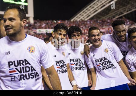 Oktober 2017 - 7. Oktober 2017 San Jose Costa Rica Costa Rica V Honduras für das Ausscheidungsspiel der Weltmeisterschaft CONCACAF im Nationalstadion 1-1 erzielt Costa Rica einen Platz für die FIFA-Weltmeisterschaft 2018 in Russland (Foto: © Victor Baldizon/ZUMA Wire/ZUMAPRESS.com) Stockfoto