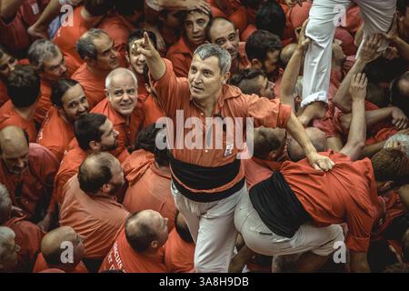 23. September 2017 - Barcelona, Katalonien, Spanien - die Casteller de Barcelona feiern einen ihrer menschlichen Türme während Barcelonas Stadtferien „La Merce“ (Bild: © Matthias Oesterle Via ZUMA Wire) Stockfoto