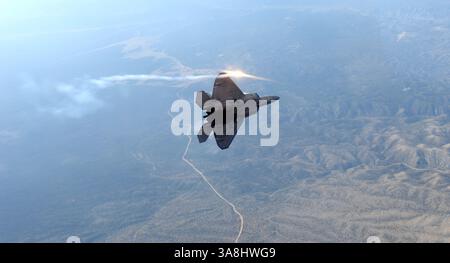 10. Juli 2017 – Las Vegas, USA – Ein taktisches Kampfflugzeug der US Air Force F-22 Raptor fliegt über der Nellis Air Force Base Nevada Test and Training Range am 10. Juli 2017 in der Nähe von Las Vegas. (Bild: © Daryn Murphy/Planet Pix via ZUMA Wire) Stockfoto