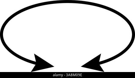 Ovales Kreissymbol mit Doppelpfeil. Pfeilsymbol für Ellipsenumlauflinie. Ovales Umfangszeichen. Vektorillustration isoliert auf weißem Hintergrund Stock Vektor