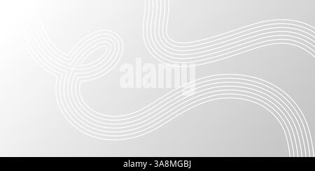 Grauer Verlaufshintergrund mit Linienwellen. Minimaler, glatter, eleganter grauer Hintergrund. Abstrakte Bewegungswellenlinien, dynamisches Design für Banner, Anzeigen und Poster Stock Vektor