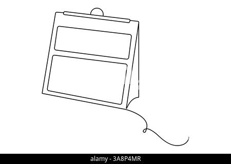 Tabellenkalender durchgehende einzeilige Zeichnung und Happy New Years Konturvektorsymbol Stock Vektor