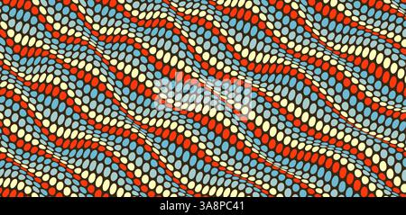 Gewellter gepunkteter Hintergrund mit optischer Illusion. Abstraktes Punktmuster. 3d-Vektordarstellung. Stock Vektor