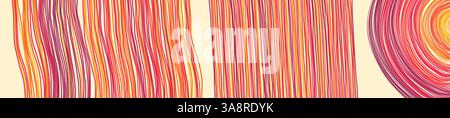 Unregelmäßiges Linienmuster in der Perspektive. Geometrische Tapete mit Streifen. Streifen ähnlich wie Gewinde. Cover Design Vorlage. Vektorabbildung für br Stock Vektor