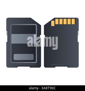 Dateispeicher Schwarz Speicherkarte Vektor. Einfaches Speicherkartenelement. Symbol Für Externe Speicherkarte. Stock Vektor
