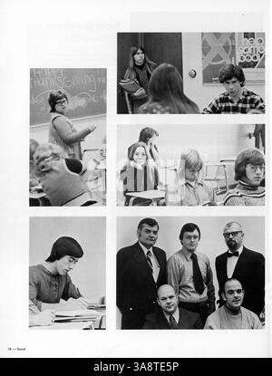 Diese Ausgabe 1973 des Talons Jahrbuchs von der Cooper High School in Robbinsdale fasst die Höhepunkte des Schuljahres 1972-1973 zusammen, darunter akademische Leistungen, Schüleraktivitäten und Leichtathletik. Stockfoto
