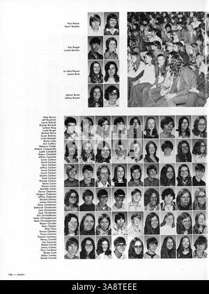 Die 1973 erschienene Ausgabe von Talons der Cooper High School dokumentiert die bedeutenden akademischen, sportlichen und außerschulischen Aktivitäten der Schüler während des Schuljahres 1972-1973. Stockfoto