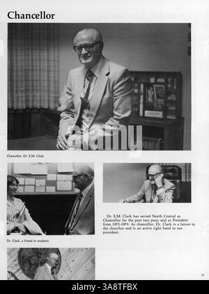 Das Jahrbuch 1981 des North Central Bible College feiert das 50-jährige Bestehen des College und bietet einen umfassenden Einblick in die Schüler, die Fakultät und die bedeutenden Ereignisse des Schuljahres 1980-1981. Stockfoto