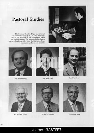 Das Jahrbuch 1981 des North Central Bible College feiert den 50. Jahrestag und dokumentiert wichtige Schulereignisse und die Erfahrungen von Studenten und Lehrkräften während des Schuljahres 1980-1981. Stockfoto