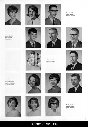 Diese Ausgabe des Jahrbuchs „Aurean“ von der Richfield High School aus dem Jahr 1965 zeigt Schüler, Dozenten, Vereine, Leichtathletik und wichtige Veranstaltungen aus dem Schuljahr 1964-1965. Stockfoto