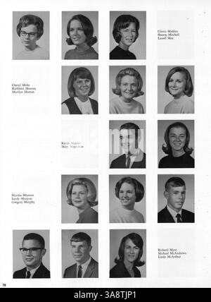 Die Ausgabe 1965 des Jahrbuchs „Aurean“ der Richfield High School erfasst die Schülerschaft, die Fakultät, die Leichtathletik, die Vereine und die wichtigsten Ereignisse des Schuljahres 1964-1965. Stockfoto