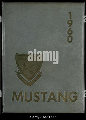Das Breck Jahrbuch 1960 mit dem Titel Mustang dokumentiert das Leben der Studenten, die Fakultät, außerschulische Aktivitäten, und Leichtathletik vom Schuljahr 1959-1960 an der Breck School in Minnesota. Stockfoto