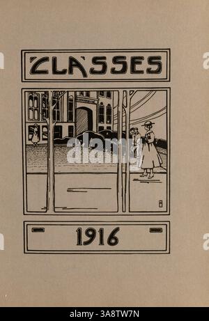 Das „Hesperian“ Jahrbuch 1916 der West High School zeigt die Leistungen und Aktivitäten von Studenten, Lehrkräften und Sportteams während des akademischen Jahres 1915-1916. Stockfoto