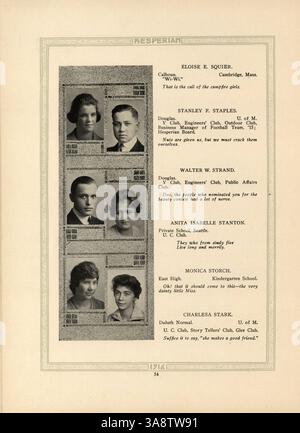 Die Ausgabe 1916 des „Hesperian“ Jahrbuchs der West High School zeigt die Leistungen von Studenten, Lehrkräften, Leichtathletik, Vereinen und Veranstaltungen aus dem akademischen Jahr 1915-1916. Stockfoto