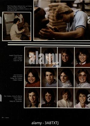 Das 1983 Park Center High Yearbook bietet einen umfassenden Einblick in das Schuljahr 1982-1983 mit Schülerporträts, Lehrkräften, Leichtathletik und Schulveranstaltungen. Stockfoto