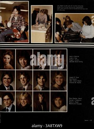 Dieses Jahrbuch 1983 der Park Center High dokumentiert die Veranstaltungen, Schüler, Lehrer und außerschulischen Aktivitäten des Schuljahres 1982-1983 und bietet eine umfassende Momentaufnahme des Schullebens. Stockfoto