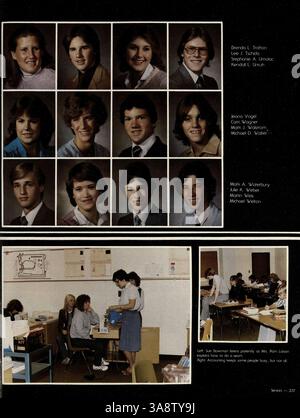 Dieses Jahrbuch 1983 dokumentiert das Studentenleben, sportliche Veranstaltungen und Schulaktivitäten aus dem akademischen Jahr 1982-1983 an der Park Center High. Stockfoto