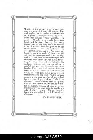 Diese Ausgabe 1916 des Jahrbuchs „The Cardinal Tenth Anniversary Number“ beleuchtet das Schuljahr 1915-1916 mit Sport, Vereinen, Schülerleistungen und Schultraditionen. Stockfoto