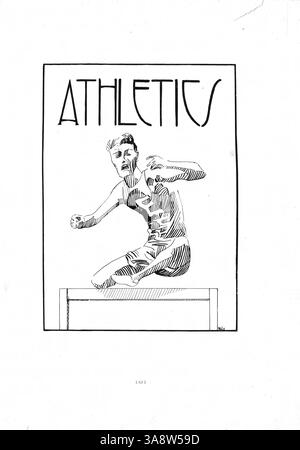 Die Ausgabe 1916 des East High Yearbook, „The Cardinal Tenth Anniversary Number“, erfasst die Ereignisse, das Studentenleben, die Leichtathletik, die Vereine und die Lehrer des akademischen Jahres 1915-1916. Stockfoto