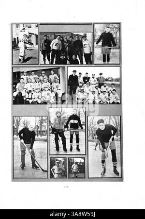 Das East High Yearbook 1916, „The Cardinal Tenth Anniversary Number“, zeigt das akademische Jahr 1915-1916 und dokumentiert die Aktivitäten, Leichtathletik und Clubs, die das Leben der Studenten geprägt haben. Stockfoto