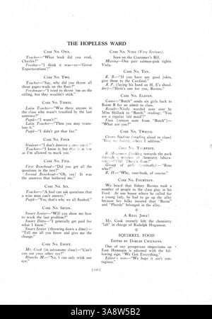 Das East High Yearbook 1916, „The Cardinal Tenth Anniversary Number“, beschreibt die wichtigsten Schüler-, Lehrer-, Leichtathletik- und außerschulischen Aktivitäten des Schuljahres 1915-1916. Stockfoto
