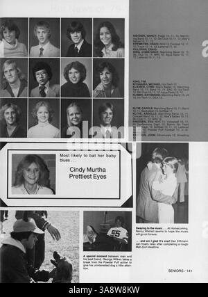Das Jahrbuch „Bear '80“ dokumentiert das Schuljahr 1979-1980 an der Lincoln High mit Schülerporträts, Highlights der Fakultät, Leichtathletik und Schulveranstaltungen. Stockfoto