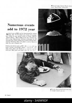 Das Jahrbuch „Aurean „72“ der Richfield High School dokumentiert das Schuljahr 1971-1972 und konzentriert sich auf Schüler, Lehrer, Leichtathletik, Clubs, und Schulveranstaltungen. Stockfoto