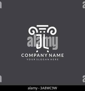 Monogramm JL-Logo für Anwaltskanzlei mit Säulensymbol in moderner und kreativer Vektorgrafik im geometrischen Stil Stock Vektor
