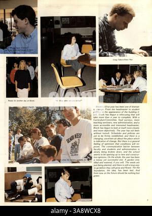 Das Breck Mustang Jahrbuch 1988 spiegelt die Schülerschaft, Vereine, Sport, Lehrer und Schlüsselveranstaltungen aus dem akademischen Jahr 1987-1988 an der Breck School wider. Stockfoto