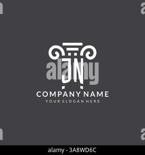 Monogramm JN-Logo für Anwaltskanzlei mit Säulensymbol in moderner und kreativer Vektorgrafik im geometrischen Stil Stock Vektor