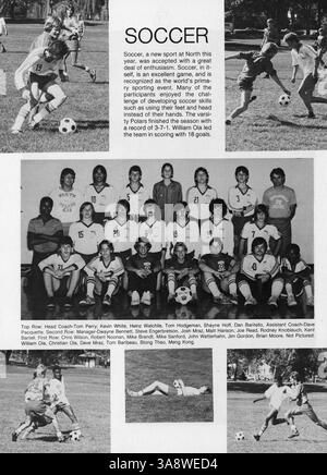 Das Jahrbuch der North High School 1983, Polaris, zeigt Highlights aus dem Schuljahr 1982-1983 und behandelt Schüler, Leichtathletik, Vereine und Dozenten. Stockfoto