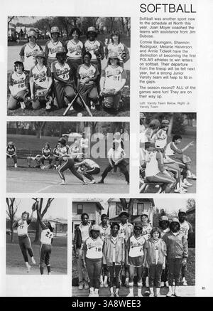 Polaris 1983 zeigt eine Reihe von Fotos und Artikeln, die das akademische Jahr 1982-1983 an der North High dokumentieren, darunter Highlights der Studentenschaft, Lehrkräfte, Leichtathletik und Vereine. Stockfoto
