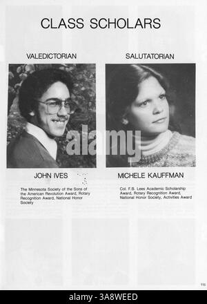Das Polaris Yearbook von 1983 dokumentiert das akademische und soziale Leben von Schülern, Lehrern und Mitarbeitern der North High School während des Schuljahres 1982-1983. Es gibt verschiedene Schulveranstaltungen, Sportveranstaltungen, Vereine und Studentenorganisationen. Stockfoto