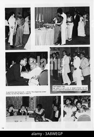 Polaris 1983, das Jahrbuch der North High, zeigt Fotos und Aufzeichnungen von Schülern, Lehrern, außerschulischen Vereinen, Sportmannschaften und bemerkenswerten Veranstaltungen aus dem akademischen Jahr 1982-1983, die die Gemeinschaft und Kultur der Schule dokumentieren. Stockfoto