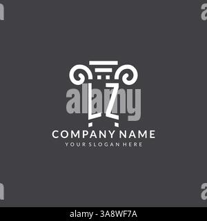 Monogramm LZ-Logo für Anwaltskanzlei mit Säulensymbol in moderner und kreativer Vektorgrafik im geometrischen Stil Stock Vektor