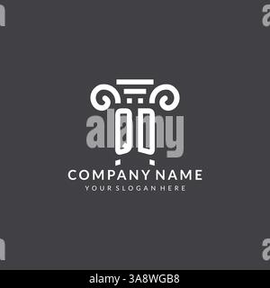 Monogramm QD-Logo für Anwaltskanzlei mit Säulensymbol in moderner und kreativer Vektorgrafik im geometrischen Stil Stock Vektor