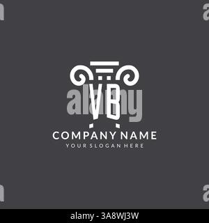 VB-Monogramm-Logo für Anwaltskanzlei mit Säulensymbol in moderner und kreativer Vektorgrafik im geometrischen Stil Stock Vektor