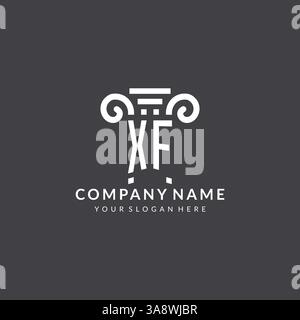 Monogramm XF-Logo für Anwaltskanzlei mit Säulensymbol in moderner und kreativer Vektorgrafik im geometrischen Stil Stock Vektor