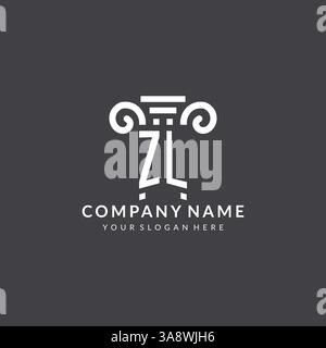 Monogramm ZL-Logo für Anwaltskanzlei mit Säulensymbol in moderner und kreativer Vektorgrafik im geometrischen Stil Stock Vektor