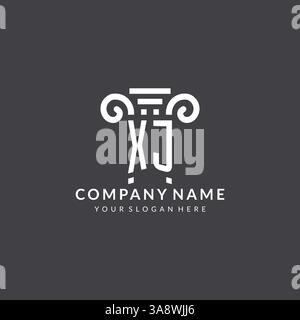 Monogramm-XJ-Logo für Anwaltskanzlei mit Säulensymbol in moderner und kreativer Vektorgrafik im geometrischen Stil Stock Vektor